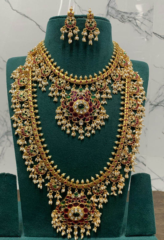 Kundan Stones With Guttapusal Bridal combo set - Nakshatra Jewels