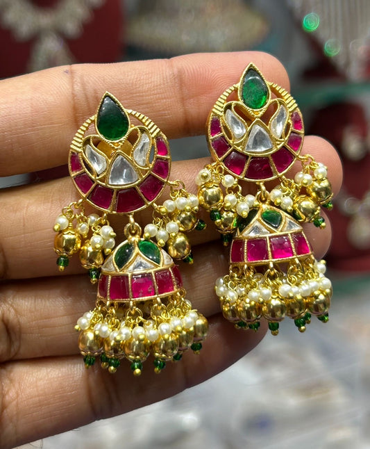 Jaadu Kundan Stones Bridal Earrings