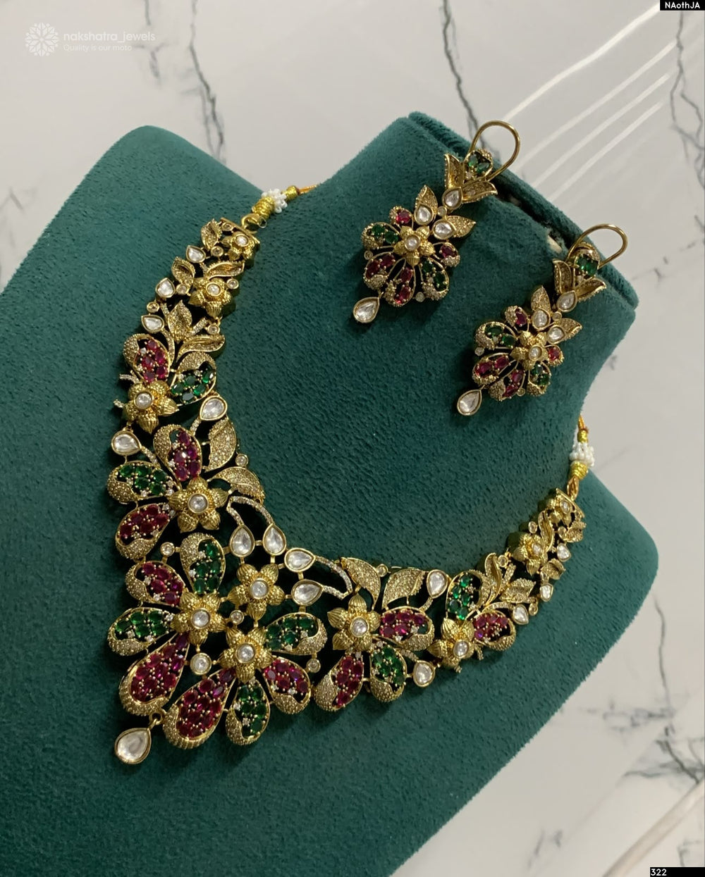 Victorian Polish AD Stones Necklace