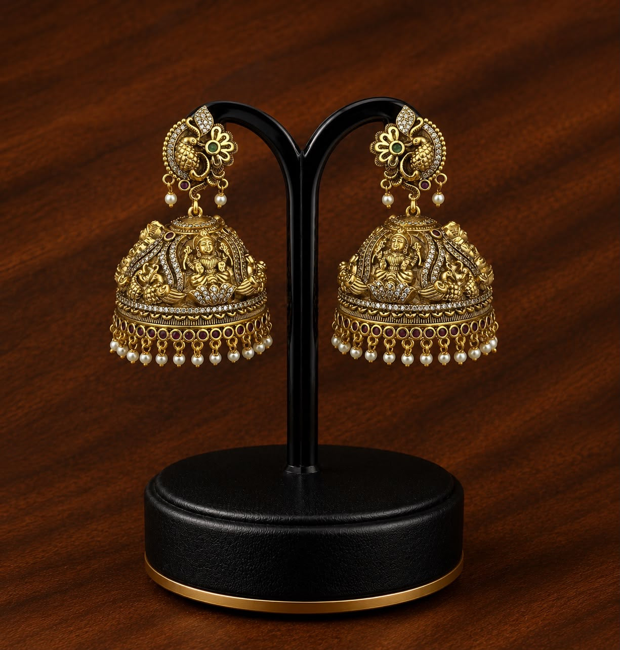 Nakshi Work with AD Stones Earrings