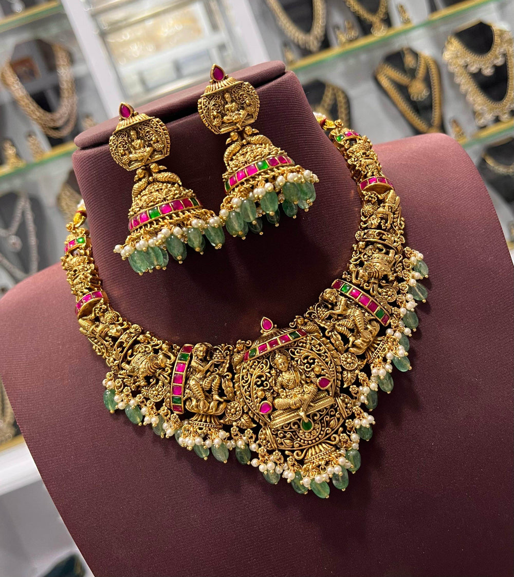 Nakshi Work with Kundan Stones Bridal Necklace - Nakshatra Jewels