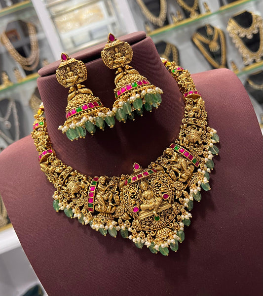 Nakshi Work with Kundan Stones Bridal Necklace
