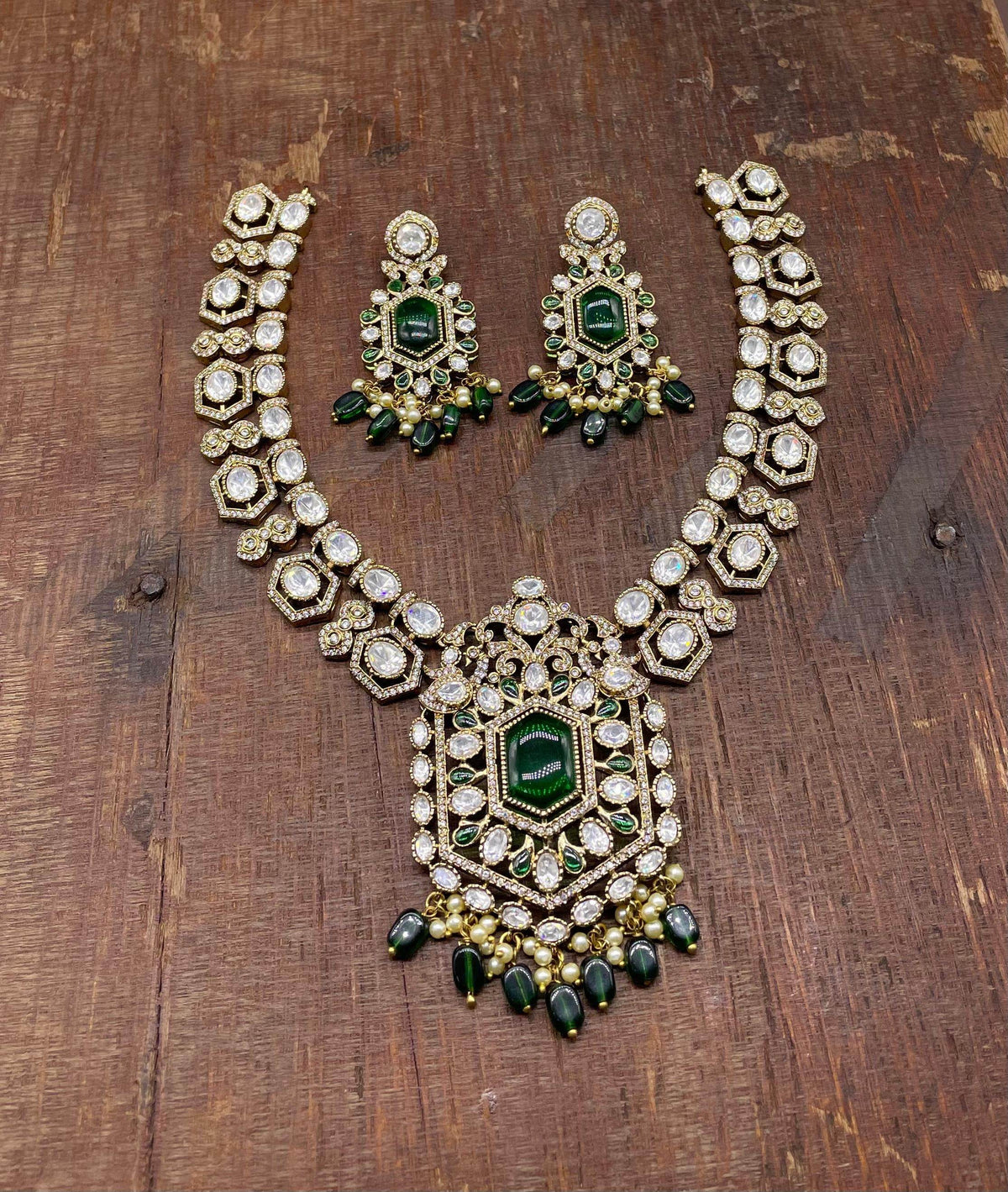Victorian Polish Moissanite Stones Bridal Necklace