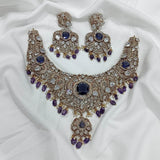 Victorian Polish with AD & Moissanite Stones Necklace (Diamond Replica) - Nakshatra Jewels