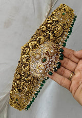 Victorian Polish AD Stone with Nakshi work Bridal Hip Belt - Nakshatra Jewels