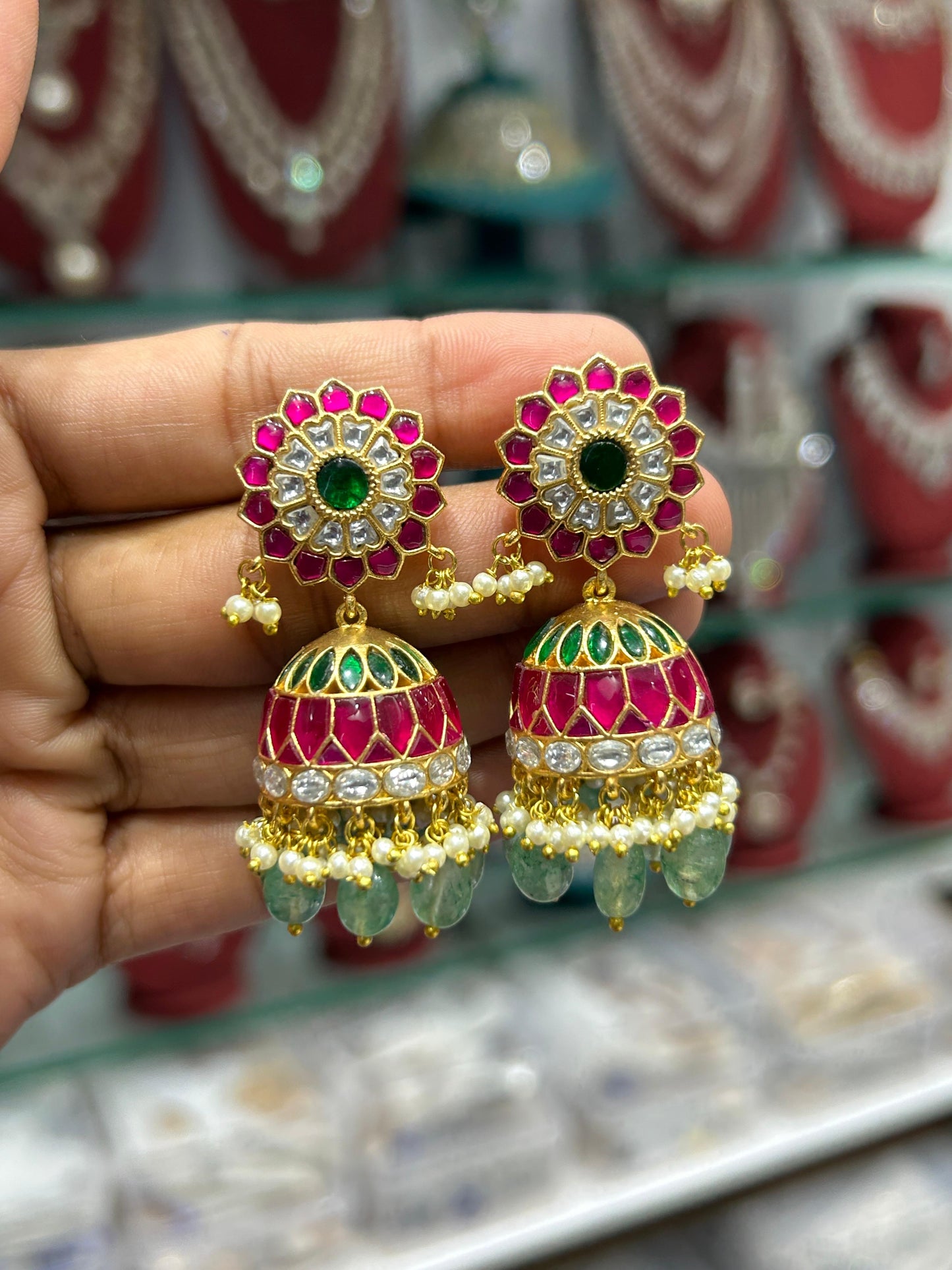 Jaadu Kundan Stones Bridal Earrings