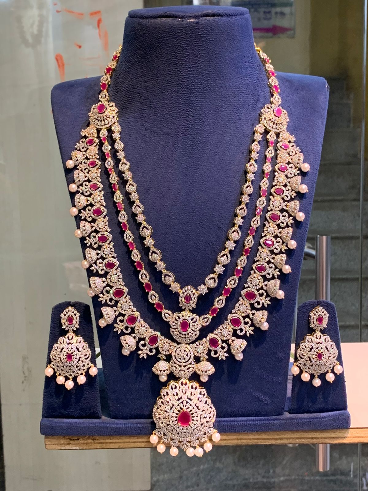 American Diamond Stones Bridal Layer Haram