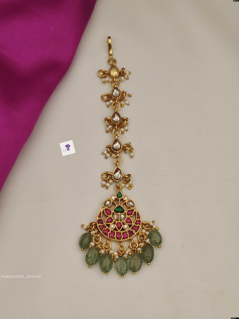 Jadau Kundan Stones Tikka - Nakshatra Jewels