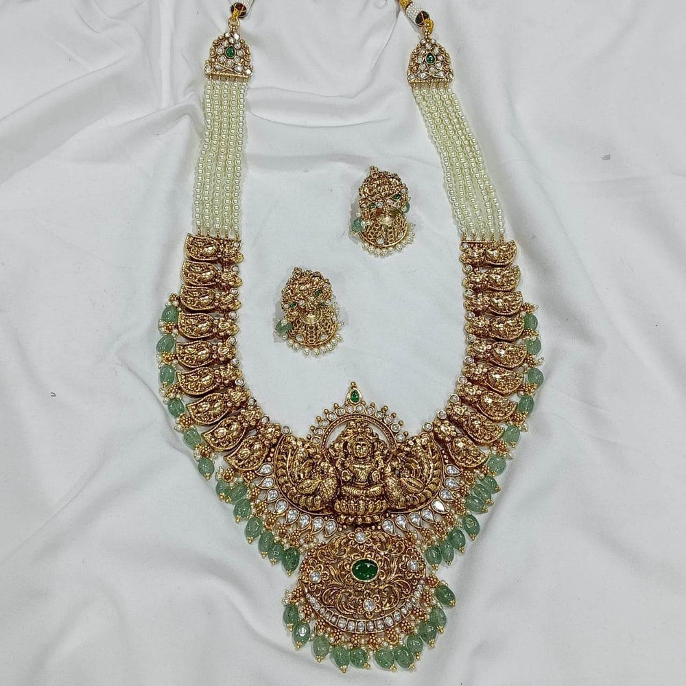 Nakshi work with AD Stones Bridal Beads Haram - Nakshatra Jewels