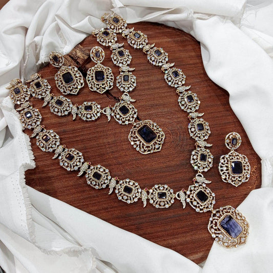 Victorian Polish with AD Stones Bridal Combo - Nakshatra Jewels