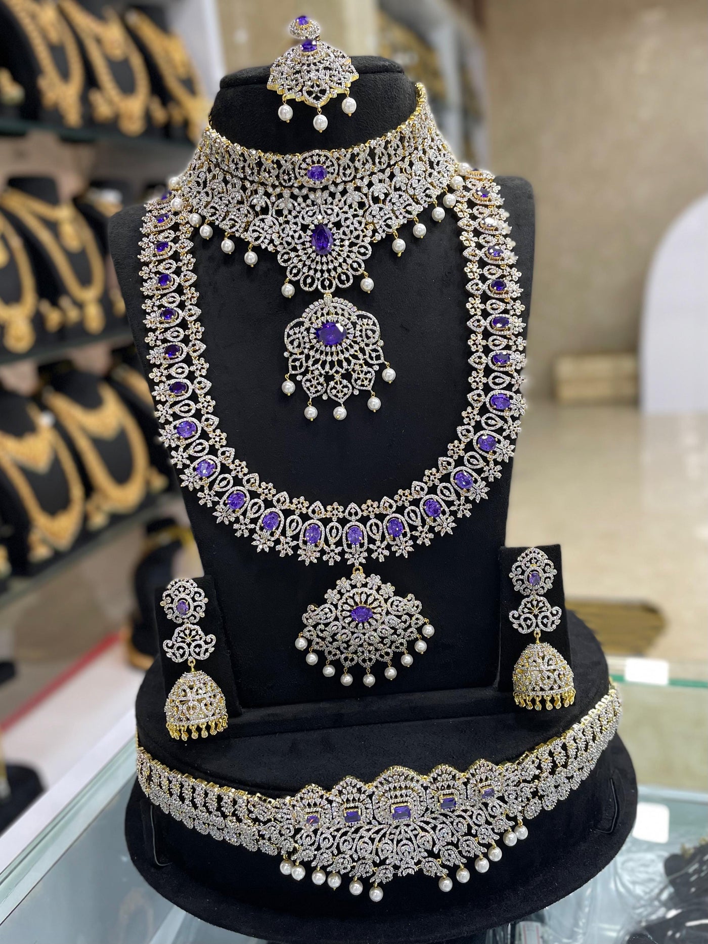 American Diamond Stones Bridal Combo Set