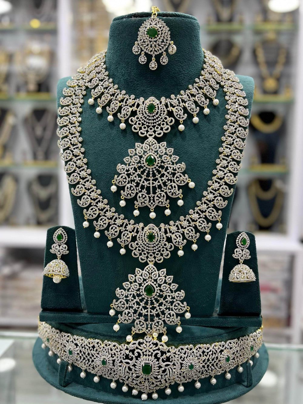 American Diamond Stones Bridal Combo Set - Nakshatra Jewels