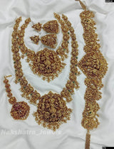 Nakshi Work with AD Stones Bridal Set (Gold Replica) - Nakshatra Jewels