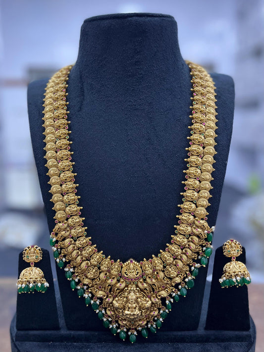 Nakshi Work with Kempu Stones Bridal Haram