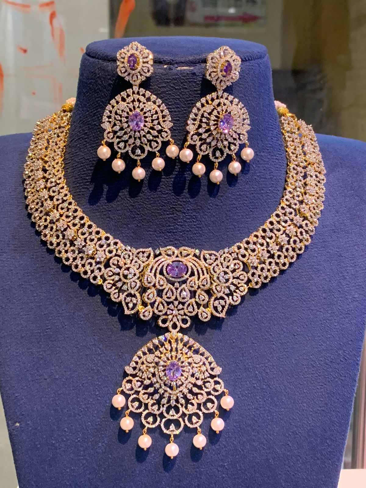 American Diamond Stones Bridal Necklace