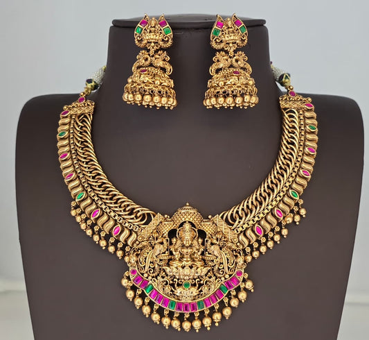 Nakshi Work with Kundan Stones Bridal Necklace