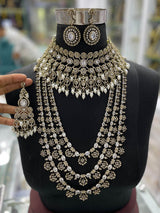 Victorian Polish with Moissanite Stones Bridal Combo set - Nakshatra Jewels