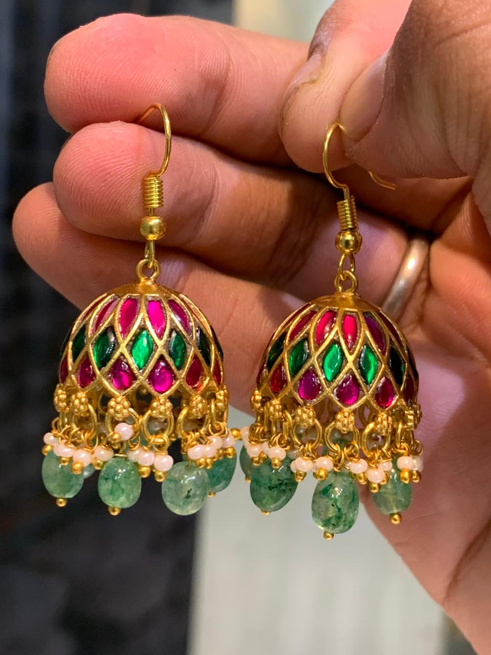 Jaadu Kundan Stones Bridal Earrings