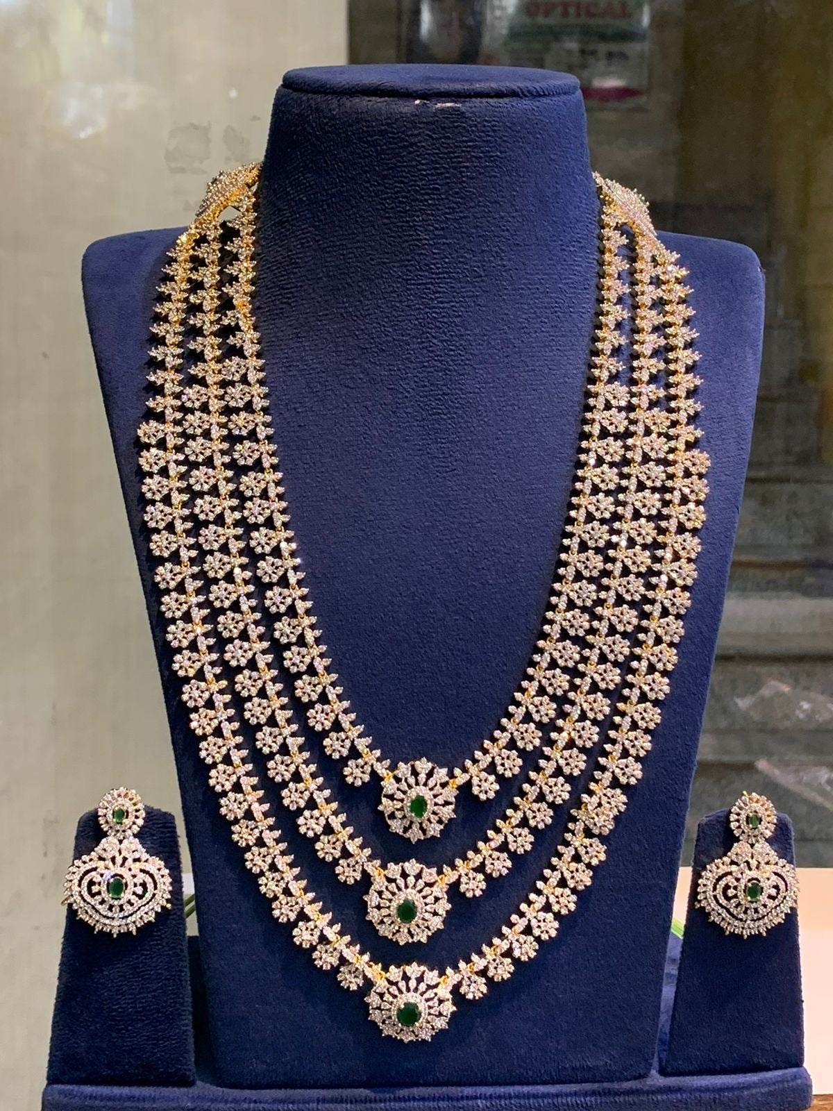 American Diamond Stones Bridal Layer Haram - Nakshatra Jewels