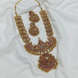 Nagasi Work with Kempu Stones Necklace - Nakshatra Jewels