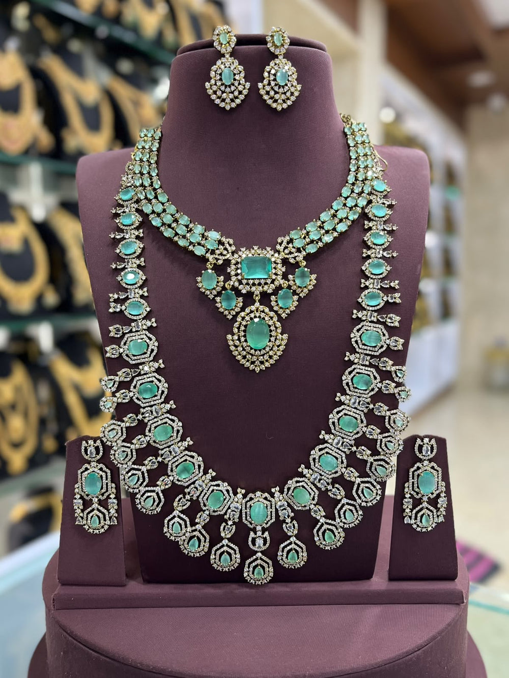 Victorian Polish with AD Stones Bridal combo Set