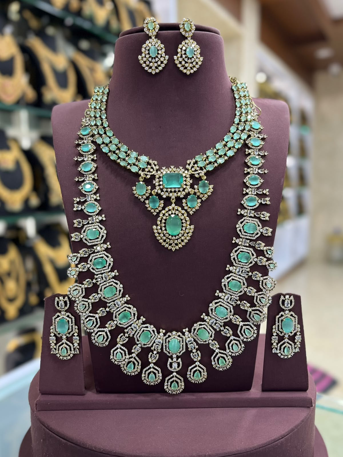 Victorian Polish with AD Stones Bridal combo Set