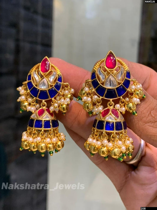 Jaadu Kundan Stones Bridal Earrings