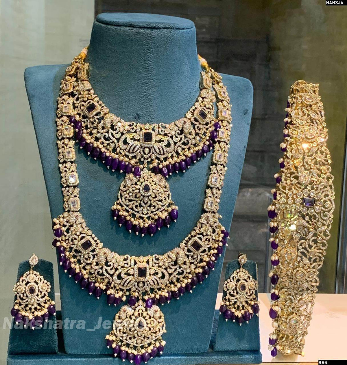 Victorian Polish AD Stones Bridal Set