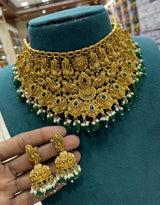 Nakshi work with Kempu Stones Choker