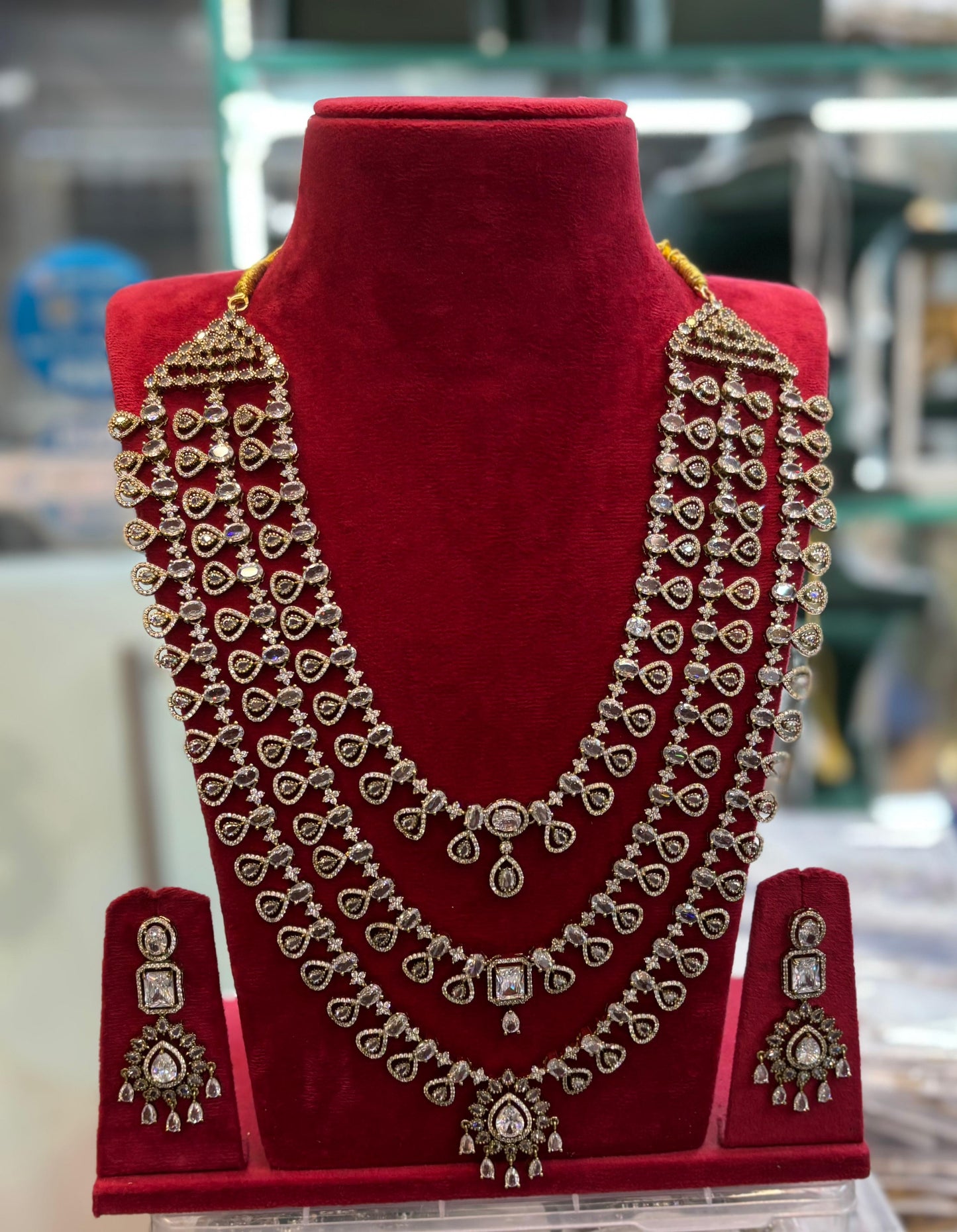 Victorian Polish AD Stones Bridal Layer Haram