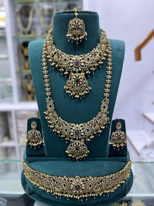 Victorian Polish AD Stones Bridal Set - Nakshatra Jewels