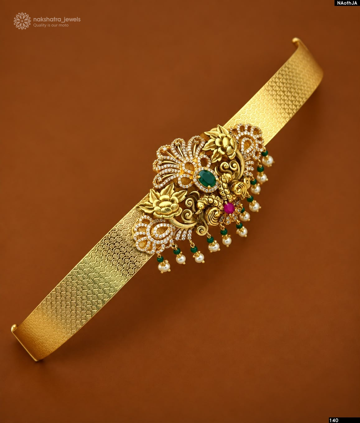 Premium Matt Hip Belt with AD Stones Pendent