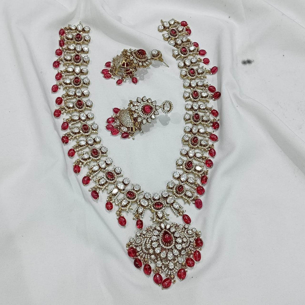 Victorian Polish AD & Moissanite Stones Bridal Haram - Nakshatra Jewels