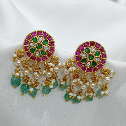 Jaadu Kundan Stones Bridal Earrings