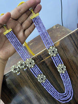 Victorian Polish AD Stones Side Pendent with Beads Haram - Nakshatra Jewels