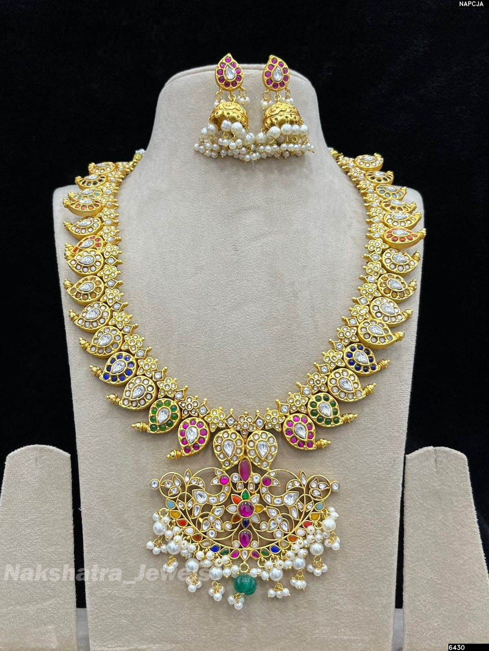 Jadau Kundan Stone Bridal Mango Haram - Nakshatra Jewels