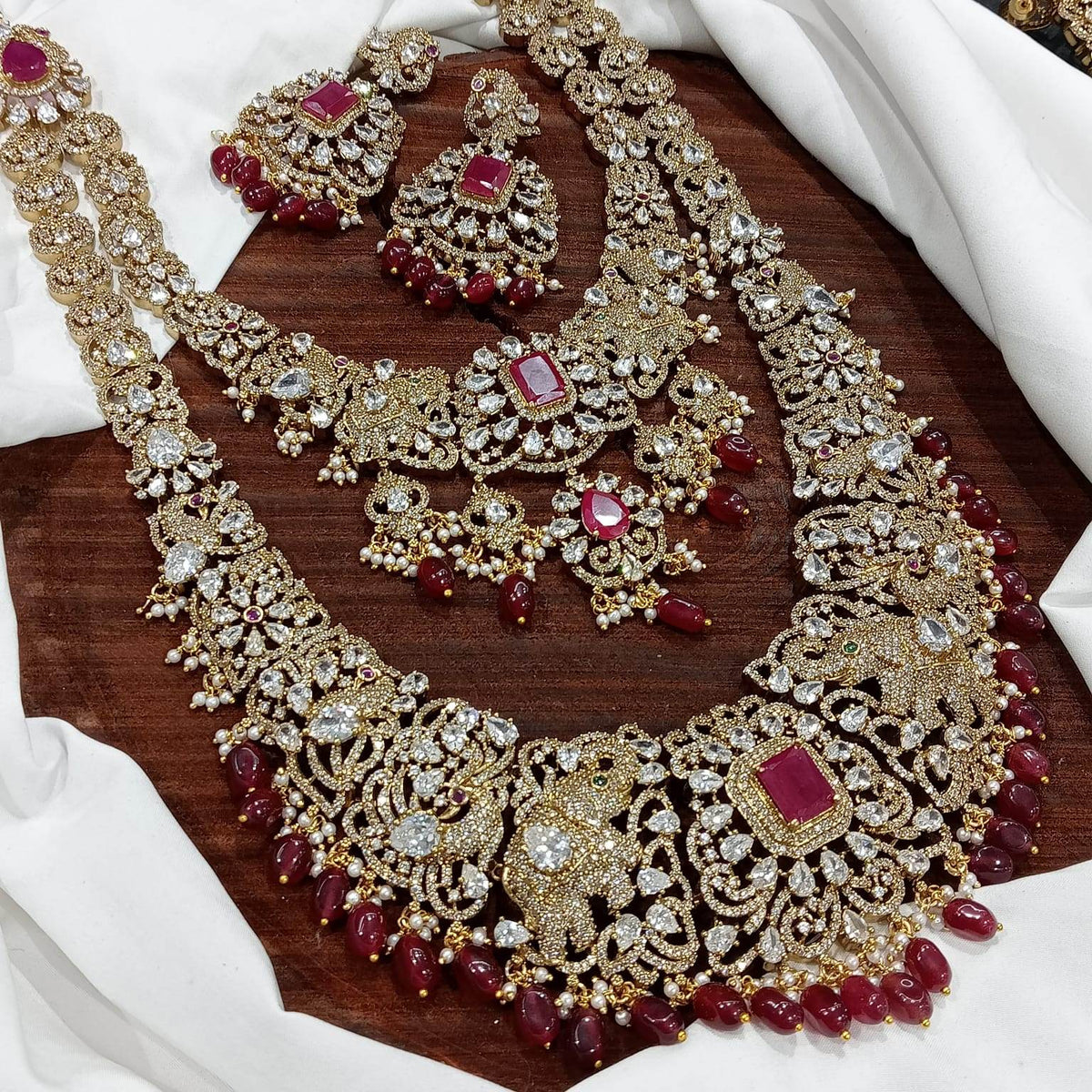 Victorian Polish with AD & Mossanite Stones Bridal Haram
