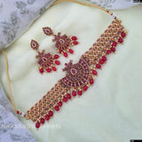 Nagasi work with Kempu Stones Bridal Choker - Nakshatra Jewels