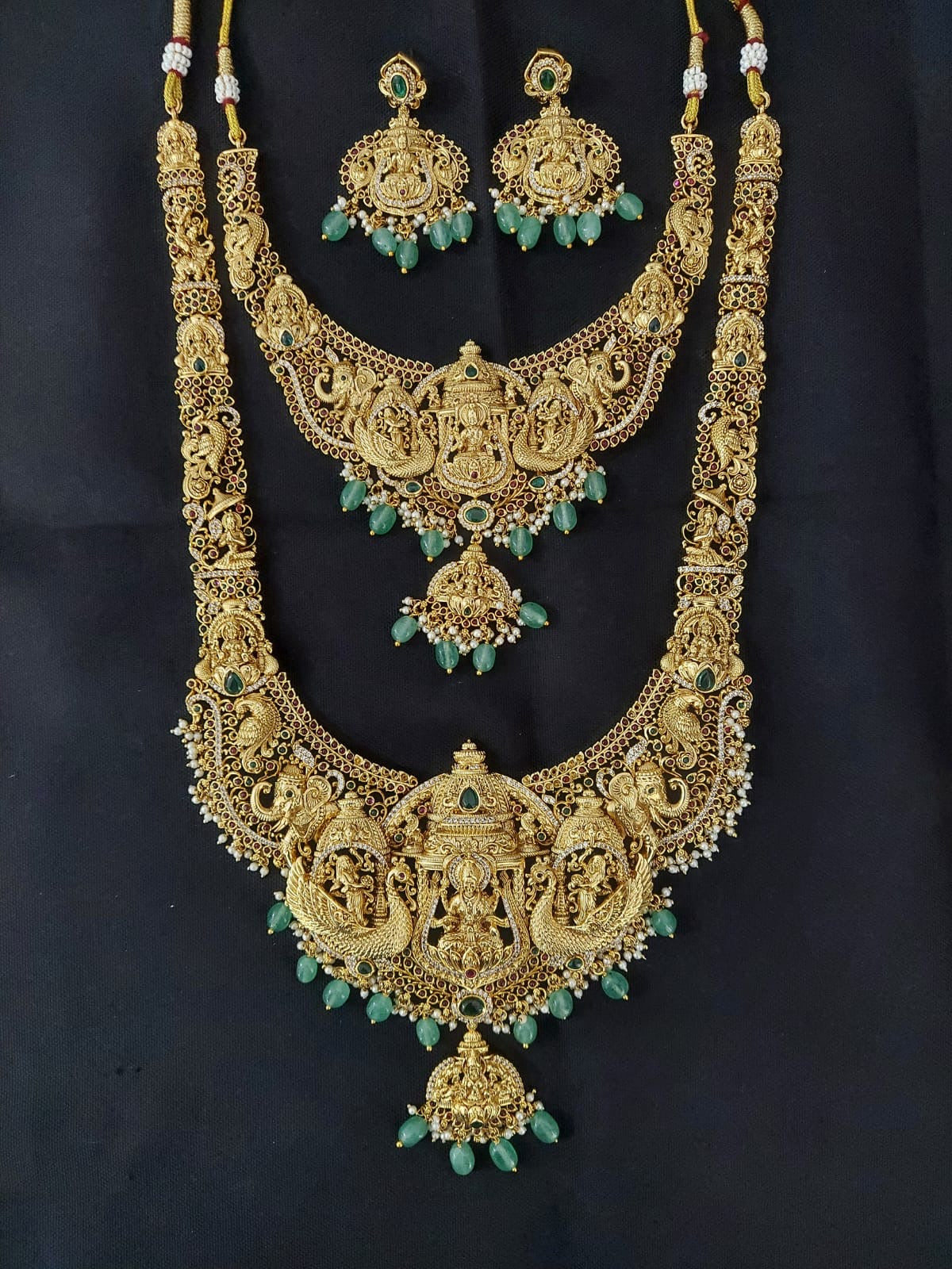 Nakshi Work with Kempu and AD Stones Bridal Combo Set