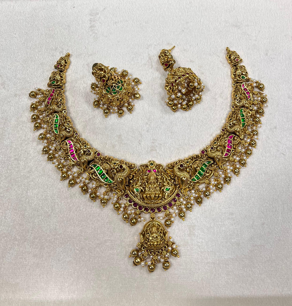 Nakshi Work with AD and Kundan Stones Bridal Necklace