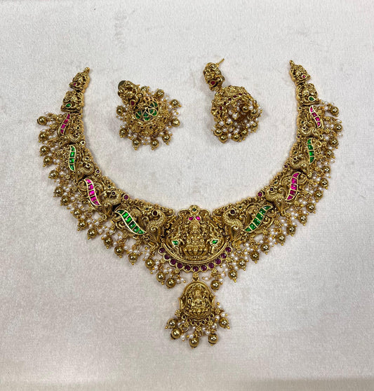 Nakshi Work with AD and Kundan Stones Bridal Necklace