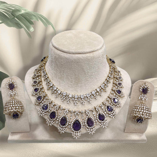 AD with Doublet Stone Layer Necklace - Nakshatra Jewels