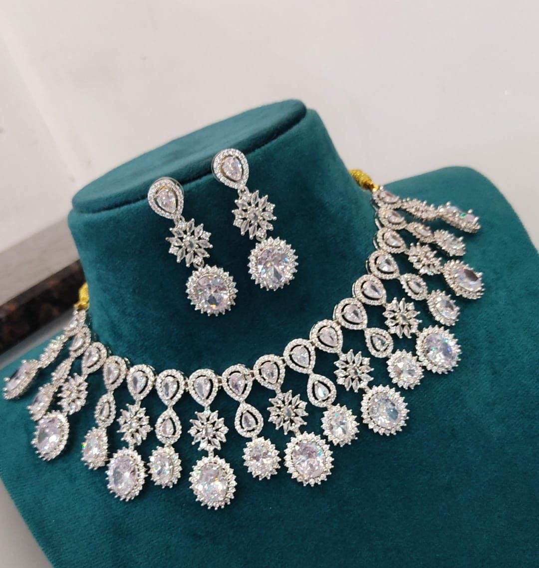 American Diamond Stones Necklace- White