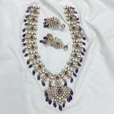 Victorian Polish AD & Moissanite Stones Bridal Haram - Nakshatra Jewels