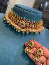 Premium Matt with Kempu Stones Bridal Choker - Nakshatra Jewels