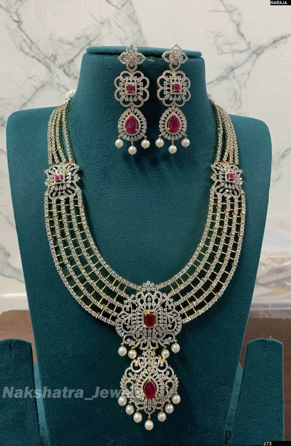 American Diamond Stones Bridal Haram - Nakshatra Jewels