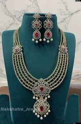 American Diamond Stones Bridal Haram - Nakshatra Jewels