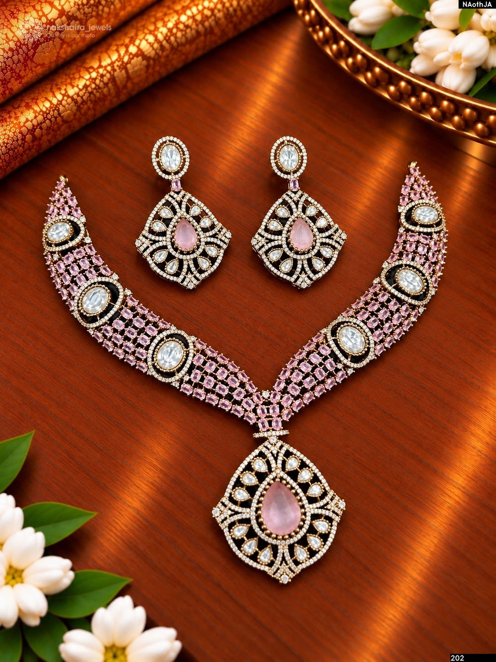 Victorian Polish with AD Stones Bridal Necklace