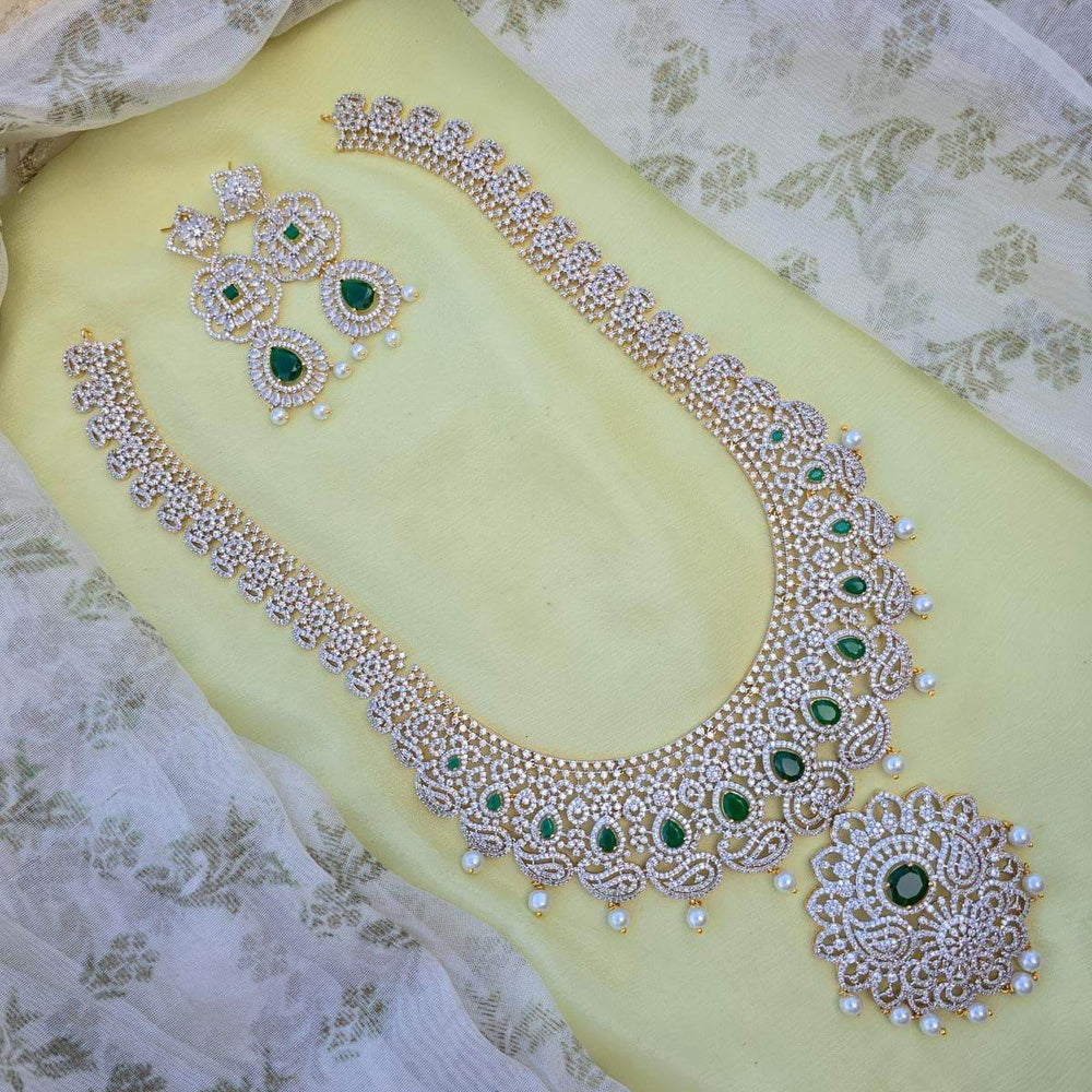 American Diamond Stones Bridal Haram - Nakshatra Jewels