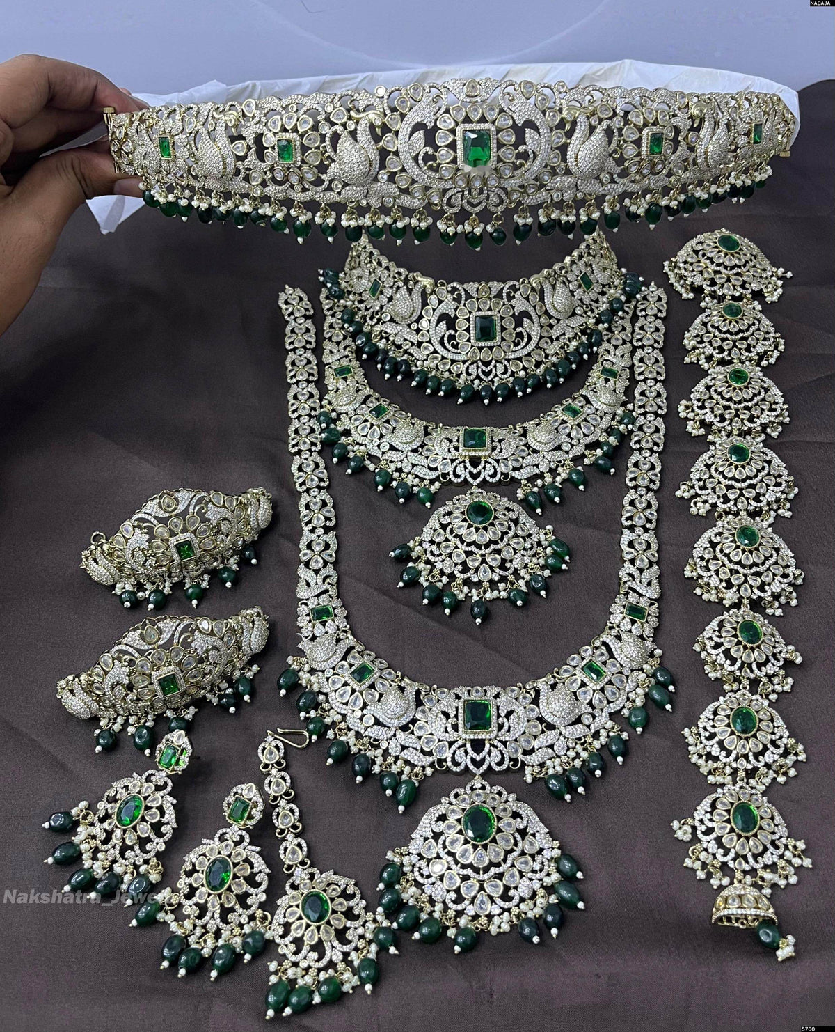 Victorian Polish AD Stones Bridal Set